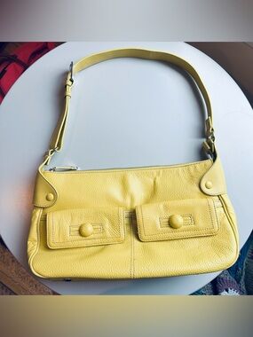 Maxx New York Sunshine Yellow Leather Shoulder Bag